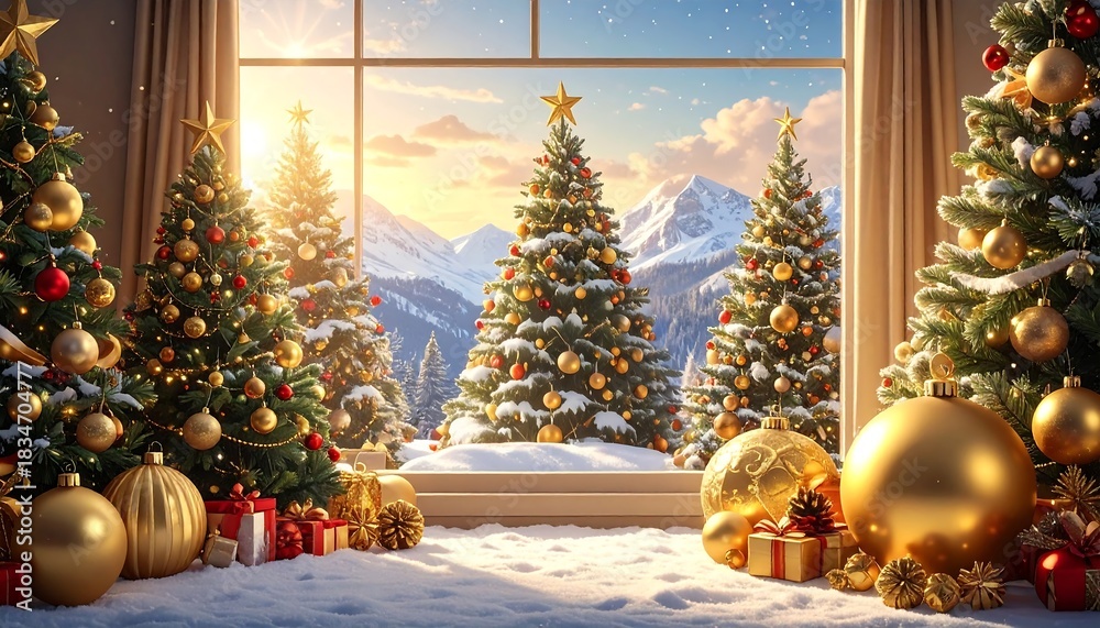 Merry christmas and happy new year 2026 with festive decorations and golden ornaments Merry christmas and happy new year 2026 with festive decorations and golden ornaments