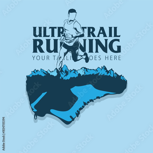 ultra trail running illustration image for logo vector