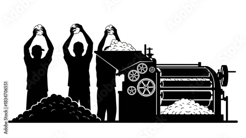 Creative Cotton Processing Illustration From Raw Material to Finished Product