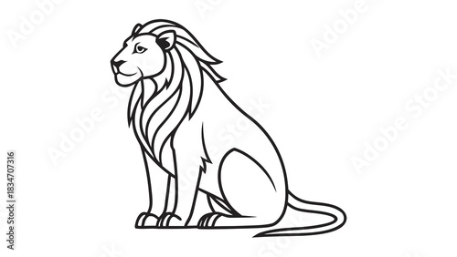 Regal lion illustration with bold outlines, perfect for branding and design projects needing a touch of strength and elegance, adaptable for various creative uses