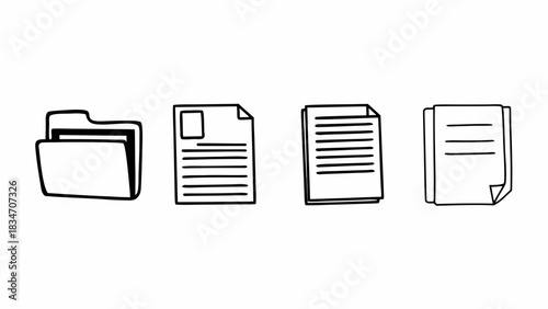 Organized vector file system with documents and folders for seamless project management, a clean minimal design suitable for professional presentations