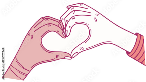 Hands forming a heart shape symbolizing love and compassion, conveying a message of unity, care, and connection, originally a scalable graphic