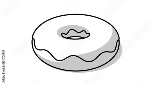 Simple Glazed Pastry Ring Clean Vector Icon