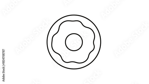 Simple Outline Icon of a Sweet Pastry with a Hole in the Middle