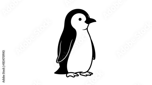 Minimalist Penguin: A striking monochrome illustration of a penguin, standing gracefully and exuding a simple elegance.