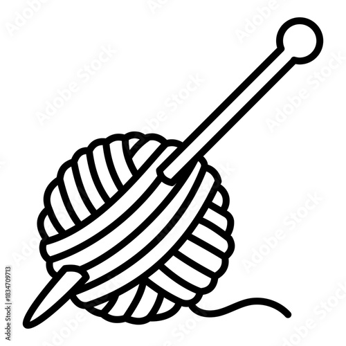 Yarn ball icon, symbolizing knitting materials, crafting, DIY projects, and textile work. Ideal for sewing themes, handmade content, and creative hobby illustrations.