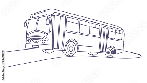 Stylish bus line drawing for transportation themes, public transit concepts, or simple automotive designs, a versatile graphic element perfect for many uses