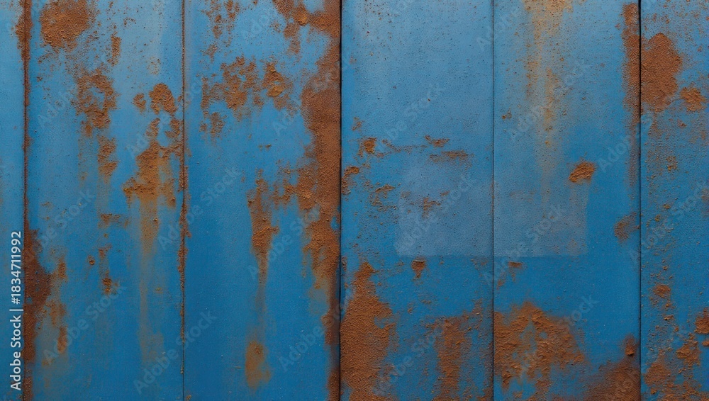 Obraz premium Weathered Blue Metal Surface with Rust and Peeling Paint.