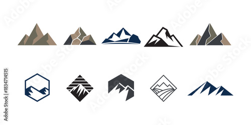 collection minimalist mountain hill peak rock logo design inspiration