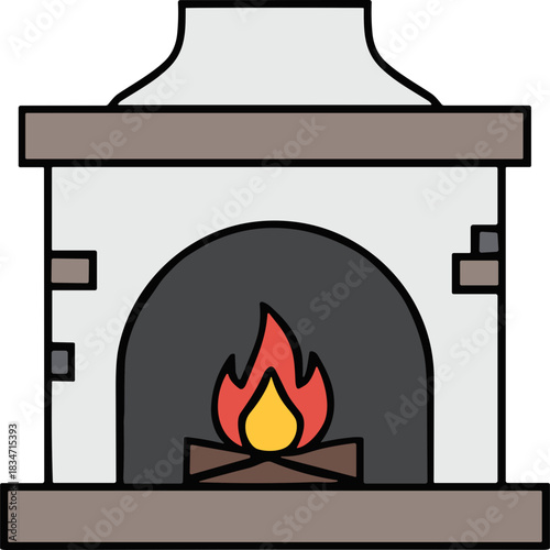 Cozy fireplace with glowing orange flames and logs casting warm light on a stone and grey mantlepiece perfect for winter evenings