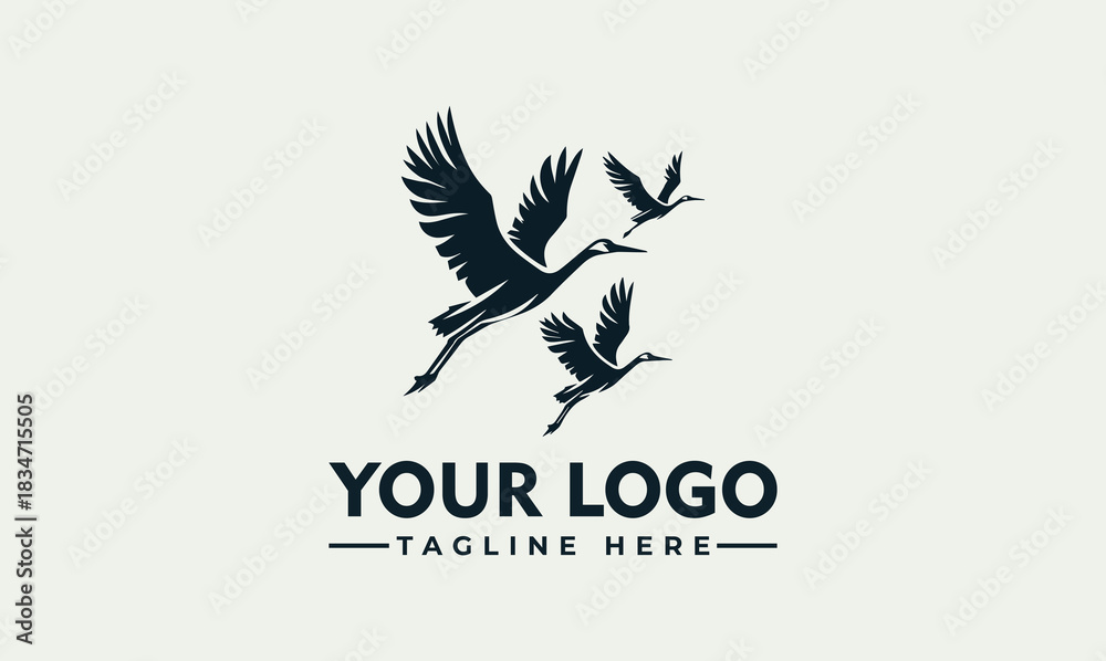 Naklejka premium Crane Birds Vector Logo Illustration of Wildlife and Nature