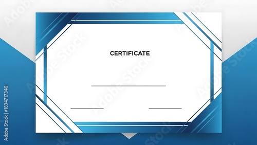 Modern blue geometric certificate template with copy space