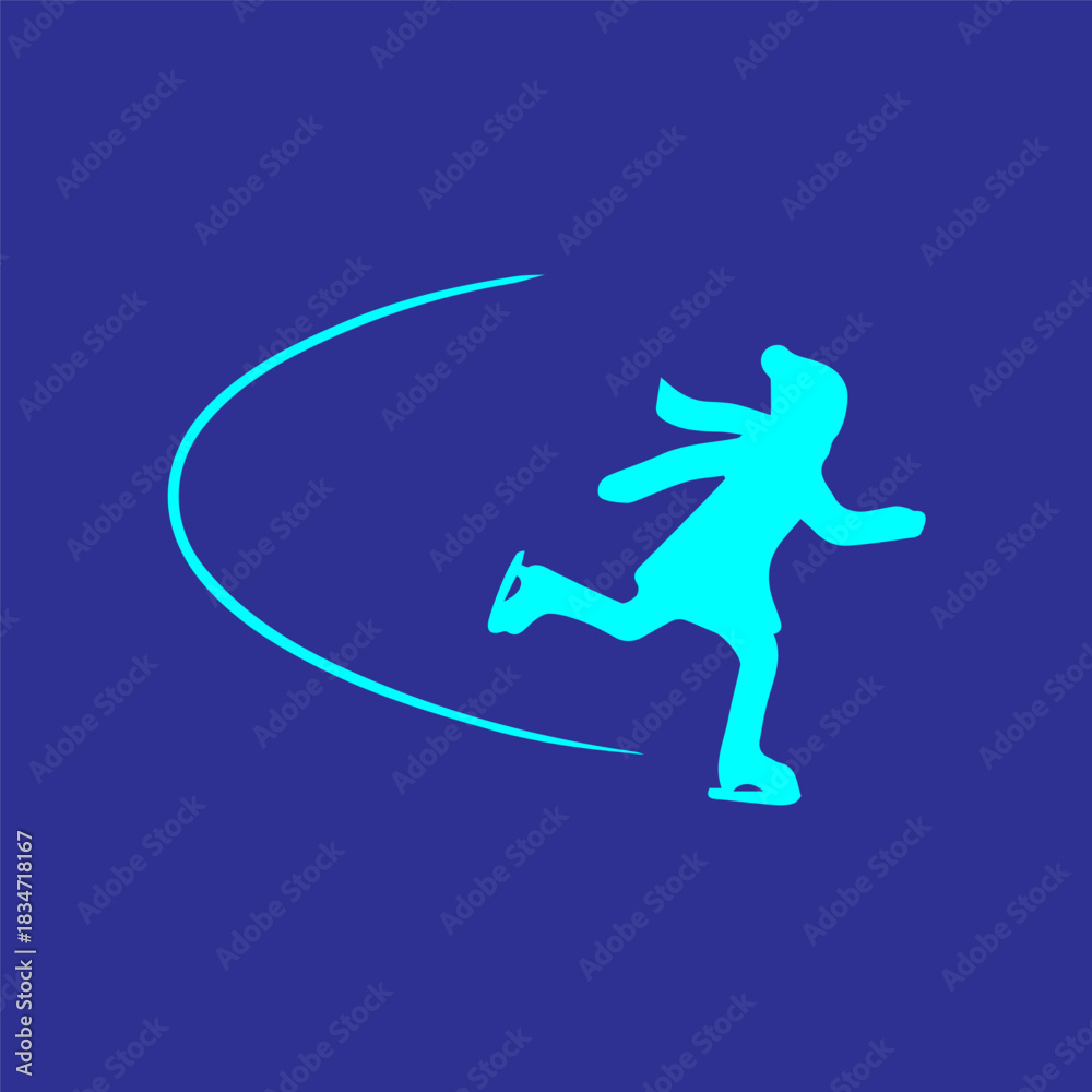 Fototapeta premium Dynamic illustration of an ice skater gracefully gliding across the rink, capturing the elegance of winter sports