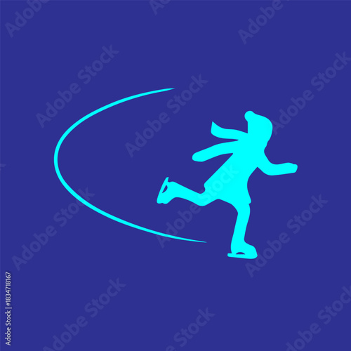 Dynamic illustration of an ice skater gracefully gliding across the rink, capturing the elegance of winter sports