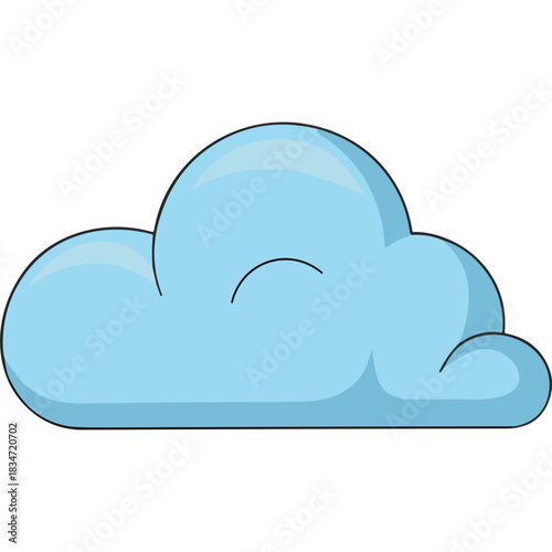 Cute cartoon light blue cloud with sleepy eyes and a subtle smile on a transparent background symbolizing peacefulness and calm dreams