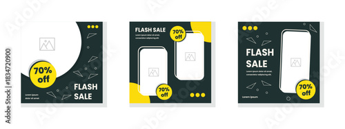 Modern social media flash sale template for your next campaign. Don't miss the opportunity to promote products