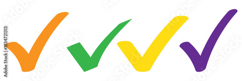 Simple green checkmark icon design on transparent background.