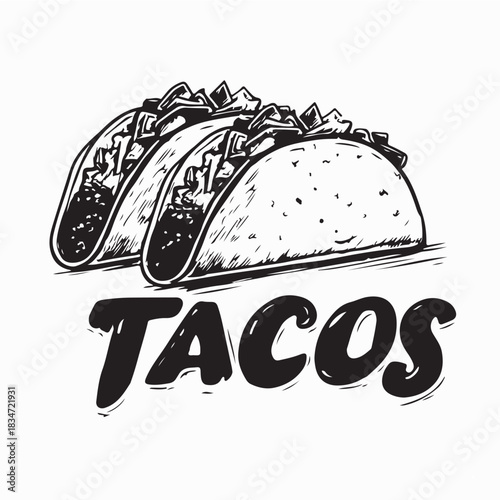 Street Food Taco Logo Illustration Vector isolated on White Background