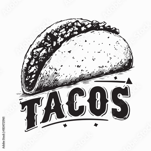 Mexican Street Taco Logo Vector isolated on White Background