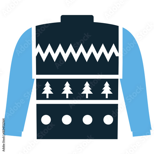 Christmas Sweater Icon Vector Ideal for holiday fashion, winter wear, festive occasions, and seasonal shopping. Symbolizes winter cheer, holidays, and cozy attire.