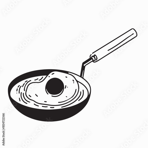 Hot Pan Fried Egg Vector Illustration on white background