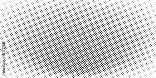 Grunge halftone gradient background. Faded grit noise texture. White and black sand wallpaper. Retro pixelated backdrop. Anime or manga style comic overlay. Vector graphic design textured template