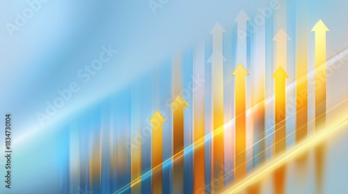 成長と方向性を示す矢印のAIビジネスイメージ