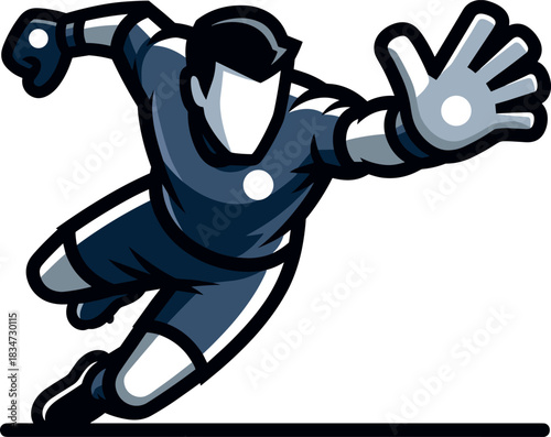 Soccer Goalkeeper Diving in a stylized graphic style