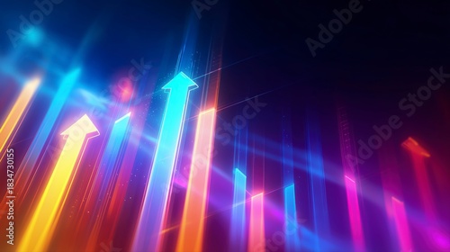 成長と方向性を示す矢印のAIビジネスイメージ