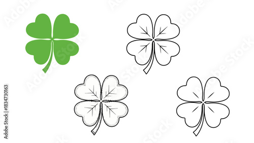 Four-Leaf Clover Variations A Symbol of Luck, Hope, and Good Fortune for St. Patrick's Day Celebrations