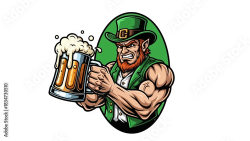 Leprechaun Holding Beer Mug Illustration for St