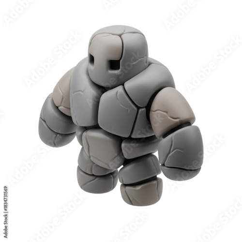 Stone Golem Illustration A Cubic and Abstract Representation for Graphic Design