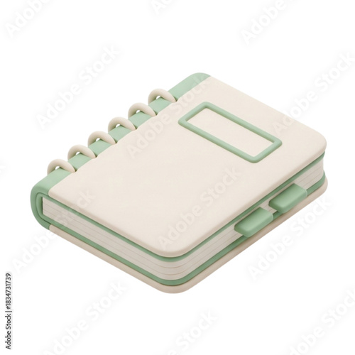3D Notebook with Spiral Binding and Pale Green Accents for Personal Organization