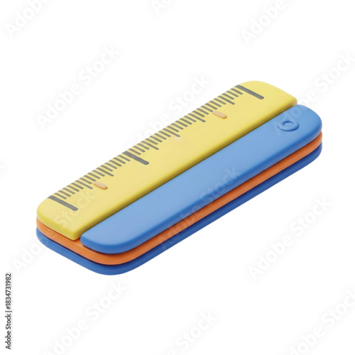 A bright yellow and blue ruler, a handy measuring tool for all your school and craft projects