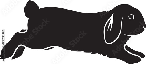 Silhouette of a rabbit running isolated on