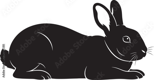 Silhouette of a black rabbit running isolated on