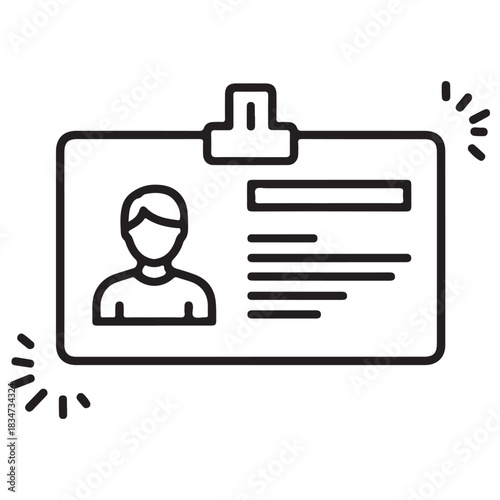 Minimalist outline icon of an identity card with person profile.