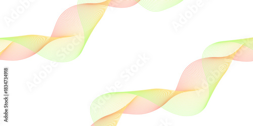 Abstract green background vector illustration with a colorful spring curve pattern of waves and light floral shapes