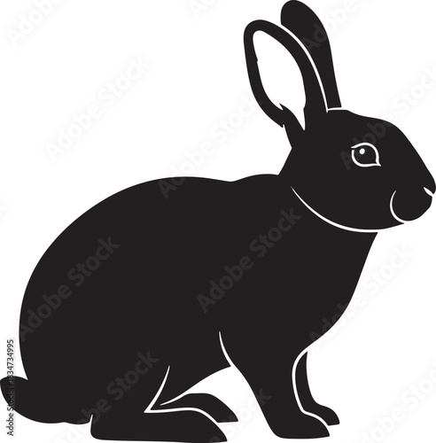Silhouette of a rabbit isolated on, lying down