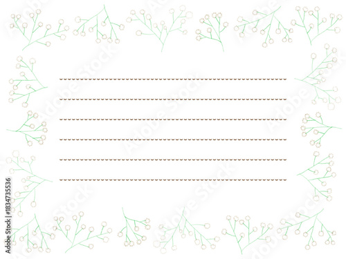 色鉛筆かすみ草の手描きフレーム