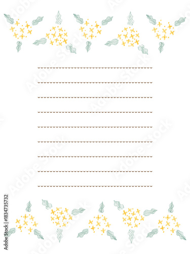 オレンジ金木犀の色鉛筆手描きフレーム