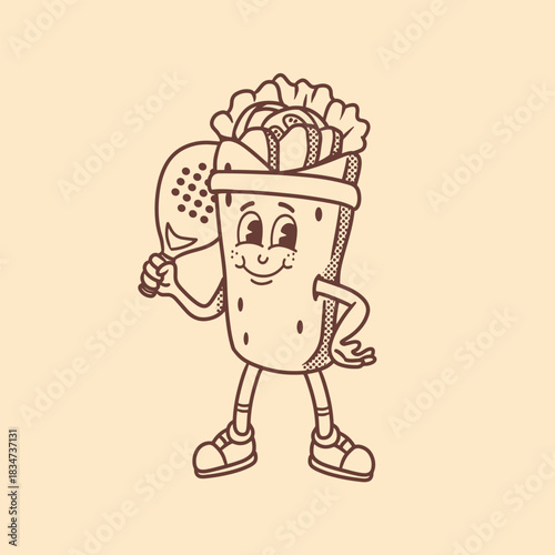 shawarma mascot with retro style good for branding, logo design, print design, etc