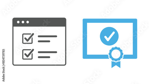 Vector illustration of Checklist and certificate icons simple vector graphic for business and education isolated on white background