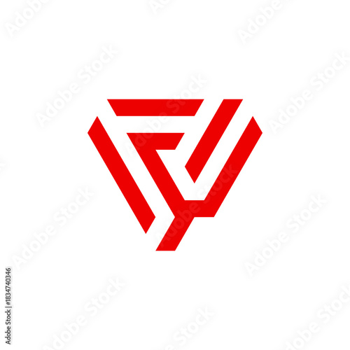Red F Letter Penrose Triangle Abstract Construction Geometric Logo Design Vector