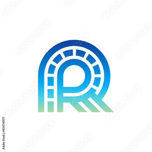 R Letter Path Street Paving Road Construction Abstract Geometric Logo Design Vector