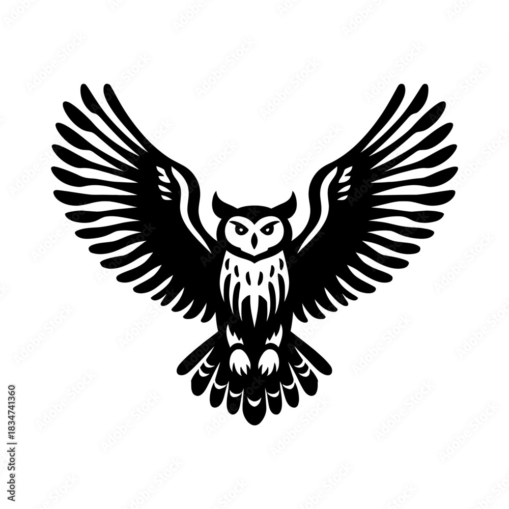 Obraz premium Flying owl full body simple s...