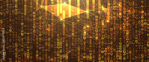 PrintaVector digital code rain in a Matrix inspired futuristic style. High-tech backdrop with glowing binary characters. Binary Software Programming Code Background. Digital Data Technology Concept.