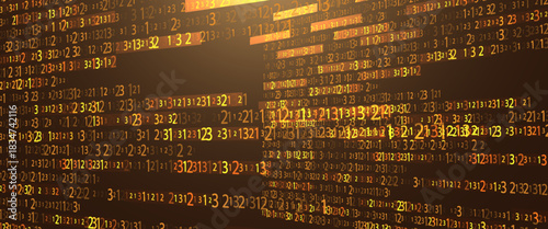 PrintaVector digital code rain in a Matrix inspired futuristic style. High-tech backdrop with glowing binary characters. Binary Software Programming Code Background. Digital Data Technology Concept.