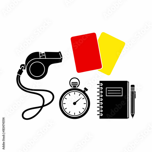 silhouette image of soccer referee equipment icon vector on white background