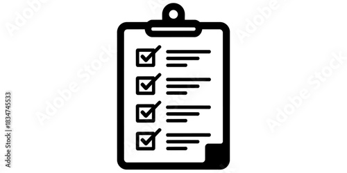 Clipboard with a checklist of completed tasks, representing task management, planning, productivity, and project's accomplishment. Vector, illustration